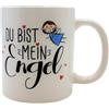 Dekohelden24 Tazza da caffè in gres porcellanato, motivo: Du bist mein Engel. Dimensioni (A x P): 9 x 8 cm, capacità 300 ml, in confezione regalo.