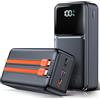 Honestself Power Bank 50000mAh Batteria Esterna Caricatore Portatile Ricarica Rapida da 22,5 W con Cavo Integrato Batteria Portatile USB C con 2 Input und 5 Output Caricabatterie Portatile QC 4.0 + PD 4.0