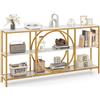 COSTWAY Tavolo Consolle a 3 Piani, Tavolo d'Ingresso con Piano in Legno, Struttura in Metallo e Ripiani, Ideale per Corridoio, Soggiorno e Ingresso, 180 x 30 x 90 cm (Bianco e oro)