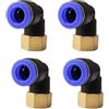 ANGEEK set da 4 pezzi, 10 mm - 1/4, raccordi pneumatici a gomito a 90° con filettatura interna PT, adatti per il collegamento rapido di tubi flessibili, accessori compressori d'aria
