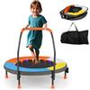 COSTWAY Trampolino Mini per Bambini 90 cm con Luci, Tappeto Elastico Pieghevole da Interno ed Esterno con Maniglia in Schiuma e Copertura di Sicurezza Imbottita, Trampolino Fitness per Bambini 3+ Anni