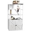 Roomark Tiragraffi con armadietto per gatti, in legno con scaffale e porta ciotola, morbido cuscino sulla parte superiore, multifunzionale, per gatti, 150 x 80 x 53 cm (bianco)