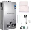 EagerMinds Scaldacqua a gas propano gpl 6L/8L,con modalità inverno ed estate, scaldabagno istantaneo senza serbatoio 16kw con kit doccia, bruciatore caldaia per campeggio, camper, casa (6L)