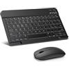 SOPPY Tastiera e Mouse Bluetooth Portatili, Mini Tastiera Ricaricabile, Tastiera Wireless per iPad/Samsung Tab/Lenovo Tab/iOS/Android/Windows, Layout Italiano (Nero)