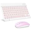 SOPPY Tastiera e Mouse Bluetooth Portatili, Mini Tastiera Ricaricabile, Tastiera Wireless per iPad/Samsung Tab/Lenovo Tab/iOS/Android/Windows, Layout Italiano (Rosa)