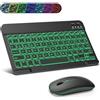 SOPPY Tastiera e Mouse Bluetooth Portatili Con Retroilluminazione, Mini Ricaricabile, Wireless per iPad/Samsung Tab/Lenovo Tab/iOS/Android/Windows, Layout Italiano (Nero)