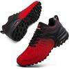 Mufanton Scarpe Trail Running Uomo Scarpe da Trekking Scarpe da Escursionismo Antiscivolo Scarpe da Ginnastica Fitness Outdoor Traspirante Sportive,Nero Rosso,EU43