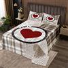 Homemissing Copriletto Trapuntato a griglia Geometrica Rosso Amore Cuore Coppia Amante Semplice Moderno Trapunta Set per Ragazzi Ragazze Bambini Uomini Donne Romantico San Valentino Trapuntato Matrimoniale