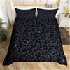 Homemissing Set copripiumino con stampa leopardata con glitter ghepardo e stampa set di biancheria da letto per bambini ragazzi ragazze animali selvatici set copripiumino in microfibra geometrico copriletto nero