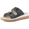inblu Ciabatte Donna a Doppia Fascia Cangiante con Fibbie, Plantare in Vera Pelle e Suola Bicolore, dal 35 al 41, Sandali, Bianco, 36 EU