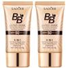 JAWSEU 2 pezzi BB Cream crema giorno colorata, protezione solare correttore liquido, fondotinta con SPF 50, anche la base per il trucco BB per una carnagione naturale