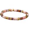SIXTY STONES - 60 - Sixtystones - Bracciale in Acciaio con Perline di Heishi 4mm, Opale Rosa, Ametista e Avventurina Gialla - Medium-18cm