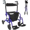 Mobiclinic, Deambulatore, Picasso, Marchio europeo, Adulti o disabili, Per anziani, In alluminio, Leggero, Pieghevole, Con seduta e 4 ruote, Colore blu