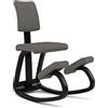Varier Variable Plus Sedia Ergonomica con Schienale Imbottito Legno Nero, 100% Tessuto in Poliestere Riciclato, Grigio