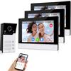 QTTYELOK 1080P HD WiFi Video Doorbell Sistema di Citofono Videocamera del Telefono Della Porta con Monitor Colori 7 Pollici per 3 Appartamenti, 120° Visione Notturna IR, Audio Bidirezionale