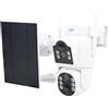 PNI Telecamera di videosorveglianza IP792, doppio obiettivo 2MP + 2MP, pannello solare 3W, batteria integrata da 6000 mAh, rilevamento del movimento, slot per schede micro SD, visione notturna, audio