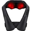 ELEHOT-Store Massaggiatore Cervicale e da Schiena Collo Piedi Massaggiatore Shiatsu 4D Tre Velocità Terapia Riscaldamento Cambio Direzione (Nero, PU-Leder con Cintura)