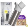AIR UP® Borraccia in acciaio inox Starter Set Originale, incl. pod aromatizzati in 5 gusti senza zucchero I Borraccia termica 480 ml, mantiene il freddo per 14 ore, tappo ermetico I Argento