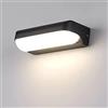 Dopastore Applique da Parete LED 12W Da Esterno Con Design Rettangolare e Grado di Impermeabilità IP65 Lampada da Parete Stile Moderno Per Giardino Muro Vialetto (Nero, Luce naturale 4000K)