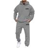 WAZHAKU Tuta da jogging da uomo, lunga, sportiva, oversize, abbigliamento sportivo in due pezzi, streetwear, 2 pezzi, felpa con cappuccio + pantaloni da jogging unisex, grigio., M