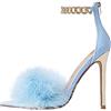 Generic Sandali da donna con tacco, eleganti scarpe piatte con tacchi sottili e soffici scarpe estive con tacco alto, sandali con catena dorata, cinturino da sera, tacco alto, Lilla, 40
