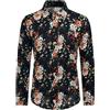 Allthemen Camicia Elegante da Uomo Camicia Elegante a Maniche Lunghe in Lino Stampato Camicia Casual Fantasia Floreale Tops Pattern Unico