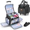 Luxja Borsa Tote per Insegnanti con Carrello Staccabile, Borsa per Insegnante con Ruote con Tasche Multiple e Cuscinetto di Supporto Inferiore, Nero