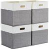 Mangata Scatole portaoggetti, 25x25x25 cm, 4 pezzi, cesti in tessuto pieghevoli per cesti per abiti, cassapanche, giocattoli (GRIGIO BIANCO)