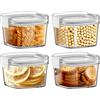 Dokeno Set di 4 Contenitori Ermetici per Alimenti, Barattoli Ermetici con Coperchio, Contenitori da Cucina in Plastica Denza BPA per Organizzare e Conservare Cereali, Spezie, Zucchero e Caffè (460 ml)