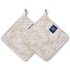 Encasa XO Presine da cucina | Porta utensili caldi in cotone | 21 cm | Resistente al calore imbottito con passante per appenderlo | per cucinare e cuocere | Set da 2 | Beige