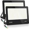 HAPYLUMI Faretto LED da Esterno 200W- 2 Pezzi 20000LM Faro Esterno, 120° Raggio, 6500K Bianco Freddo Faretti a LED IP67 Impermeabile per Giardino Terrazza Patio Garage