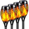 YAZEKY Solare Fiamma Luci,YAZEKY 4 Pezzi LED Lampade Solari da Giardino Torcia Luce con Fiamma Tremolante Realistico,Lampada Solare da Esterno IP65 Impermeabile, Luci Decorative per Esterno,Giardino,Patio