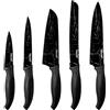 hecef 5 Pezzi Coltello da Cucina Professionali, Set Coltelli in Acciaio Inox con Nero Disegno Marmo, Collezione di Coltello Chef per Pane