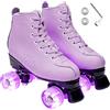 ERNAN Pattini a 4 ruote, pattini paralleli con ruote luminose, top alto classico, pattini a rotelle per adulti, bambine, bambini e principianti, taglia 37-43 (Pink, 39)