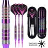 Mhekrep Freccette con punta in plastica, 21 grammi, set di 3 freccette professionali morbide, accessori per freccette per bersaglio elettronico con scatola di immagazzinaggio (viola)