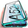 LIUKM Cover per Samsung Galaxy A52/A52 5G/A52s 5G 6,5 pollici Adsorbimento Magnetico Custodia 360 Gradi Protezione Cornice Metallica Doppi Lati Trasparente Vetro Temperato Custodia - Verde