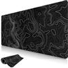 Niviy Tappetino Mouse XXL,800x350mm Grande Tappetino Mouse Gaming,Tappetino Scrivania con Base in Gomma Antiscivolo, Mouse Pad per Ufficio, Casa, Gaming (Nero Topografico)