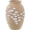 DRW Vaso da pavimento in ceramica con ornamento di conchiglie in ceramica naturale 24x24x32cm