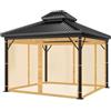 Mingfuxin Gazebo universale di ricambio per gazebo da esterno, a 4 pannelli, rete Mo-Squito con pareti laterali con cerniera per gazebo da 3,4 x 3,5 m (solo zanzariera)