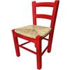 PALUPLUS Sediolina in Legno di Faggio, misura 30x24x52 cm, Seduta in Paglia Intrecciata, Sedia Baby Bassa da Camino, per Cameretta, Cucina, Made in Italy -21F (Rosso)
