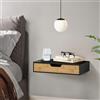 [en.casa] Mensola con Cassetto Consolle da Parete Mensola da Muro Comodino Sospeso con Cassetto Integrato 40 x 24 x 8 cm bambù - Nero
