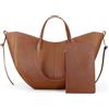 RuiDay Borsa a mano da donna, borsa a tracolla da donna, borsa a mano tote in pelle, borsa a tracolla a forma di mezzaluna, grande borsa da donna, Marrone, L