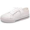 HEVA Scarpe da ginnastica in tela con lacci per bambini piccoli e grandi, bianco, 28 EU