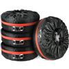 Adiwo Set di 4 Borse per Pneumatici Auto, 13-18 Impermeabili Antipolvere Copertura Protettiva per Pneumatici, Utilizza Tessuto Impermeabile Rivestito in PU, Diametro 80 cm (S Nero)