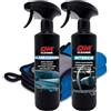 QM Cleaner Kit per la pulizia degli interni del veicolo Pulisce cruscotto, plastica, vetro e schermo per auto Include detergente per cruscotto 500ml, detergente per vetri/schermo 500ml e 2 panni extra