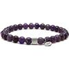 Nato Cuff - Bracciale in Argento 925 - Perline Ametista Pietre semipreziose - Gioielli Uomo o Donna fatti a mano in Francia (Large 19cm)