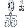 GLOWDAS 10 a 25 28 30 31 33 35 36 40 45 50 55 60 65 70 75 80 Charms Compleanno, fits Bracciale Anniversario Europeo/Collana, 925 Argento Sterling Numero Ciondolo Perline, Regali per Amante/Famiglia/Amici