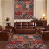 Rug-QJDDUP Tappeto Quadrato 200 x 200 cm Grande Soggiorno Vintage Lounge Salotto Déco Multicolore Rosso Arancione Marrone Verde Blu Giallo Rosa Colorato Patchwork Motivo Tappeti Pelo Corto Moderno