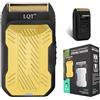 LQT Rasoio professionale, compatto e senza fili, rasoio elettrico portatile con cavo USB e spazzola per la pulizia (oro)