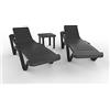 resol grupo RESOL Master Set di 2 sedie a sdraio e 1 tavolo ausiliario Andorra | Set lettino esterno con ruote impilabile con schienale regolabile | mobili da giardino esterno con protezione UV - colore grigio antracite